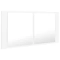 Armoire salle de bain à miroir LED Blanc 90x12x45 cm Acrylique