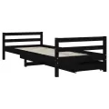 Cadre de lit enfant avec tiroirs noir 90x200 cm bois pin massif