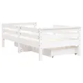 Cadre de lit enfant tiroirs blanc 70x140 cm bois de pin massif