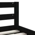 Cadre de lit enfant tiroirs noir 80x200 cm bois de pin massif