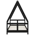 Cadre de lit pour enfant noir 80x160 cm bois de pin massif