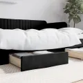 Tiroirs de lit 2 pcs noir bois d'ingénierie et similicuir