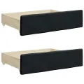 Tiroirs de lit 2 pcs noir bois d'ingénierie et similicuir
