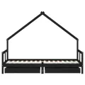 Cadre de lit enfant tiroirs noir 80x200 cm bois de pin massif