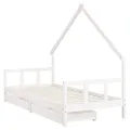 Cadre de lit enfant tiroirs blanc 90x200 cm bois de pin massif