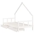 Cadre de lit enfant tiroirs blanc 90x200 cm bois de pin massif