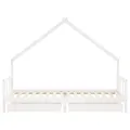 Cadre de lit enfant tiroirs blanc 90x200 cm bois de pin massif