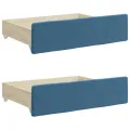 Tiroirs de lit 2 pcs bleu bois d'ingénierie et tissu