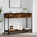 Table console chêne fumé 100x34,5x75 cm bois d'ingénierie