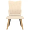 Chaise à bascule avec repose-pied Crème Tissu