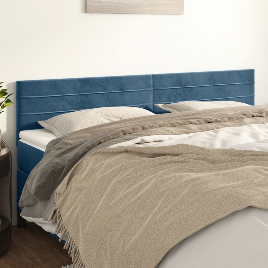 Têtes de lit 2 pcs Bleu foncé 80x5x78/88 cm Velours