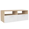 Meuble TV Aggloméré 95 x 35 x 36 cm Chêne et blanc
