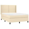 cadre de lit avec matelas Crème 140x190 cm Tissu