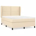 cadre de lit avec matelas Crème 140x190 cm Tissu