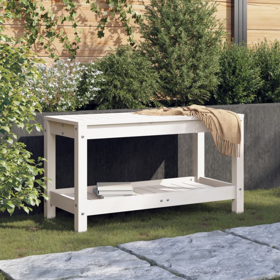 Banc de jardin blanc 82,5x35x45 cm bois massif de pin