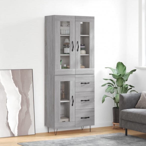 Buffet haut Sonoma gris 69,5x34x180 cm Bois d'ingénierie