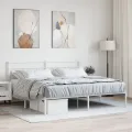 Cadre de lit métal avec tête de lit blanc 183x213 cm