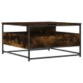 Table basse chêne fumé 80x80x45 cm bois d'ingénierie