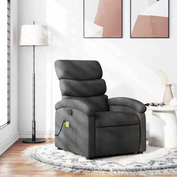 Fauteuil de massage inclinable Gris foncé Tissu