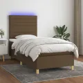 cadre de lit et matelas et LED Marron foncé 80x200cm