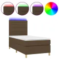 cadre de lit et matelas et LED Marron foncé 80x200cm