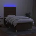 cadre de lit et matelas et LED Marron foncé 80x200cm