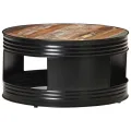 Table basse Noir 68x68x36 cm Bois de récupération massif