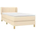 cadre de lit avec matelas Crème 80x200 cm Tissu