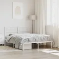 Cadre de lit métal avec tête de lit blanc 150x200 cm