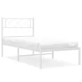Cadre de lit métal avec tête de lit blanc 80x200 cm