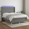 cadre de lit matelas LED Gris foncé 140x190 cm Tissu