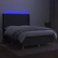 cadre de lit matelas LED Gris foncé 140x190 cm Tissu