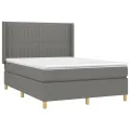 cadre de lit matelas LED Gris foncé 140x190 cm Tissu