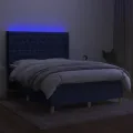 cadre de lit matelas et LED Bleu 140x200 cm Tissu