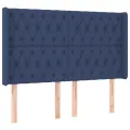 cadre de lit matelas et LED Bleu 140x200 cm Tissu