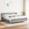 cadre de lit avec matelas Gris clair 180x200cm Tissu