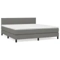 cadre de lit avec matelas Gris foncé 160x200cm Tissu
