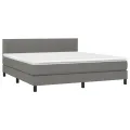 cadre de lit avec matelas Gris foncé 160x200cm Tissu
