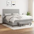 cadre de lit avec matelas Gris clair 160x200cm Tissu