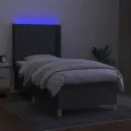 cadre de lit matelas LED Gris foncé 80x200cm Tissu