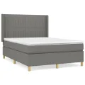 cadre de lit avec matelas Gris foncé 140x190cm Tissu