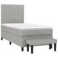 cadre de lit avec matelas Gris clair 80x200 cm Tissu