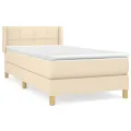 cadre de lit avec matelas Crème 80x200 cm Tissu