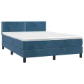 cadre de lit et matelas Bleu foncé 140x190cm Velours