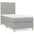 cadre de lit avec matelas Gris clair 80x200 cm Tissu