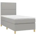 cadre de lit avec matelas Gris clair 80x200 cm Tissu