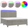 cadre de lit avec matelas LED Gris clair 180x200 cm