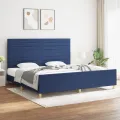 Cadre de lit avec tête de lit Bleu 200 x 200 cm Tissu