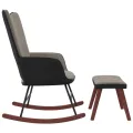 Chaise à bascule avec repose-pied Gris clair Velours et PVC