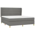 cadre de lit avec matelas Gris foncé 160x200cm Tissu